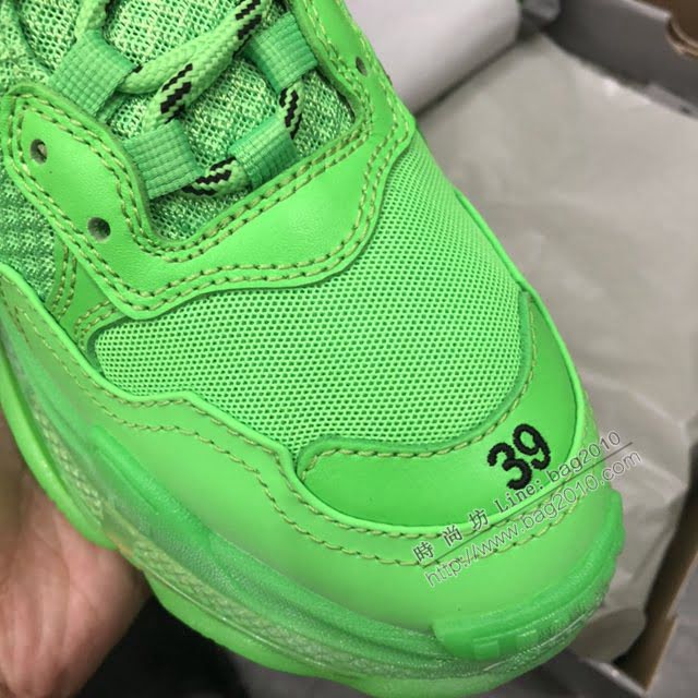 Balenciaga經典款男鞋 真氣墊底綠色巴黎世家頂級版本透明氣墊鞋 Balenciaga Triple S老爹鞋 Balenciaga情侶款老爹鞋  hdbl1004